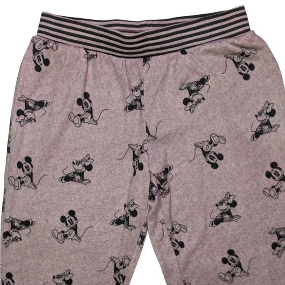 Disney Mickey Minnie Pink Gray Pajamas Jogger Set Small Soft Two-piece Cozy - Picture 6 of 16